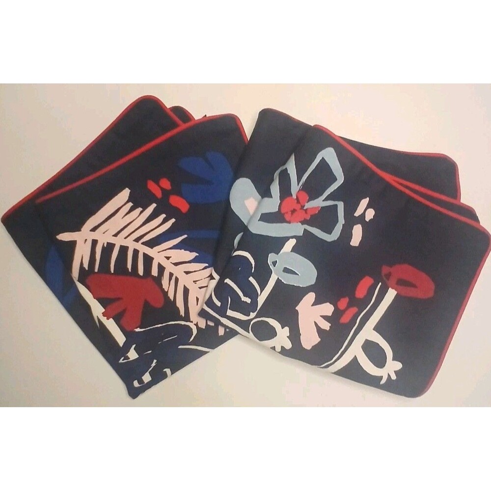 IKEA Pillow Covers Set Of Two 20"X20" Abstract Floral Blue Navy Red MALARBORSTE - Picture 10 of 13
